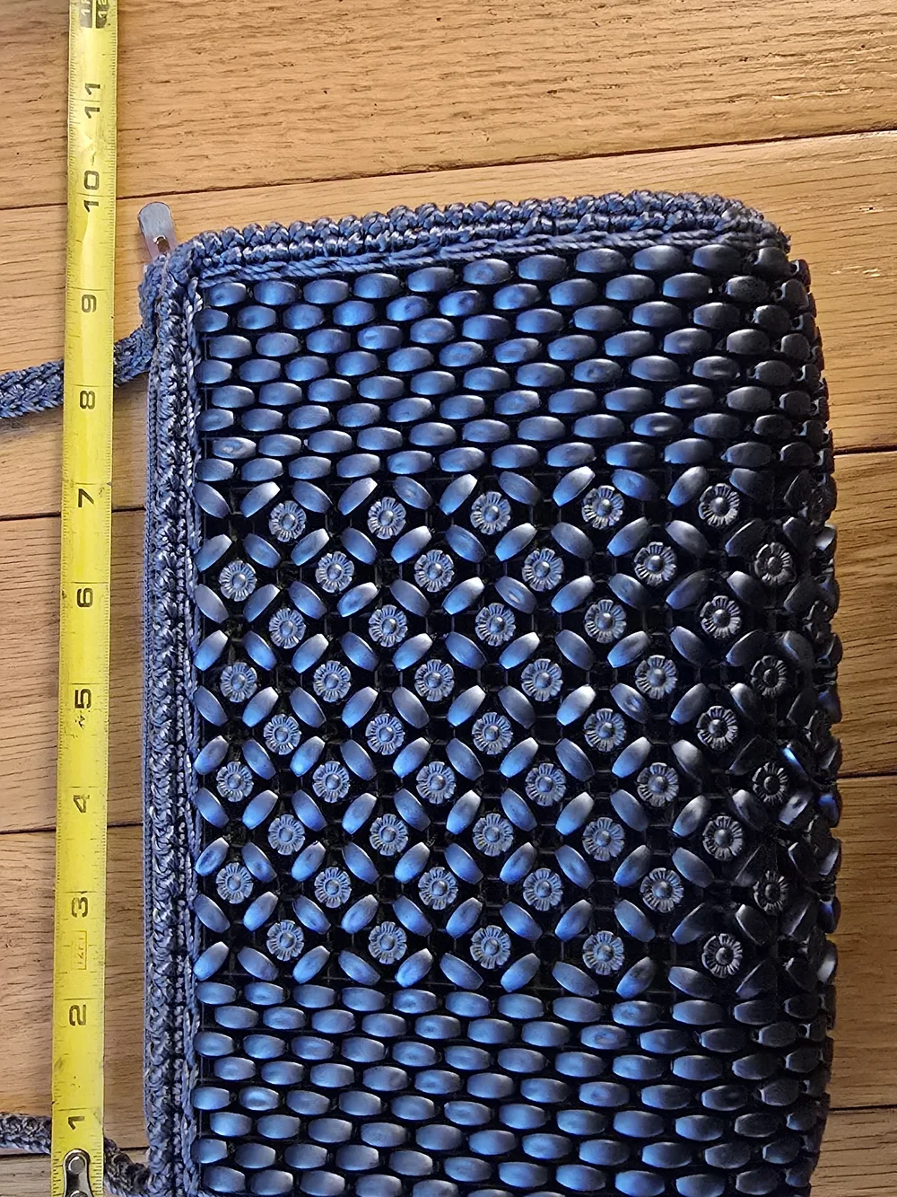 Woven Bead Detail Shoulder Bag in Steel Navy - Picture 5 of 9